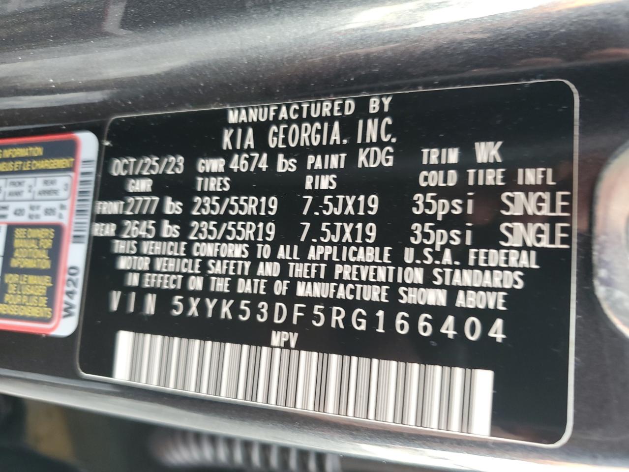 2024 KIA SPORTAGE SX PRESTIGE VIN:5XYK53DF5RG166404