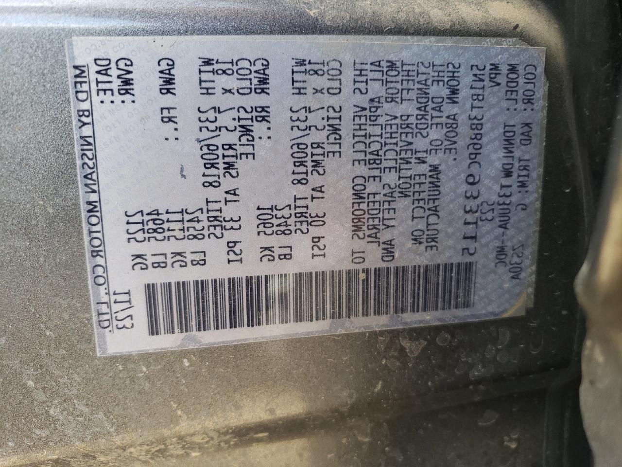 2023 NISSAN ROGUE SV VIN:5N1BT3BB6PC933115