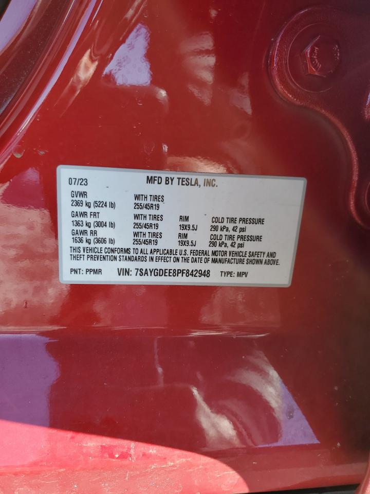 2023 TESLA MODEL Y VIN:7SAYGDEE8PF842948