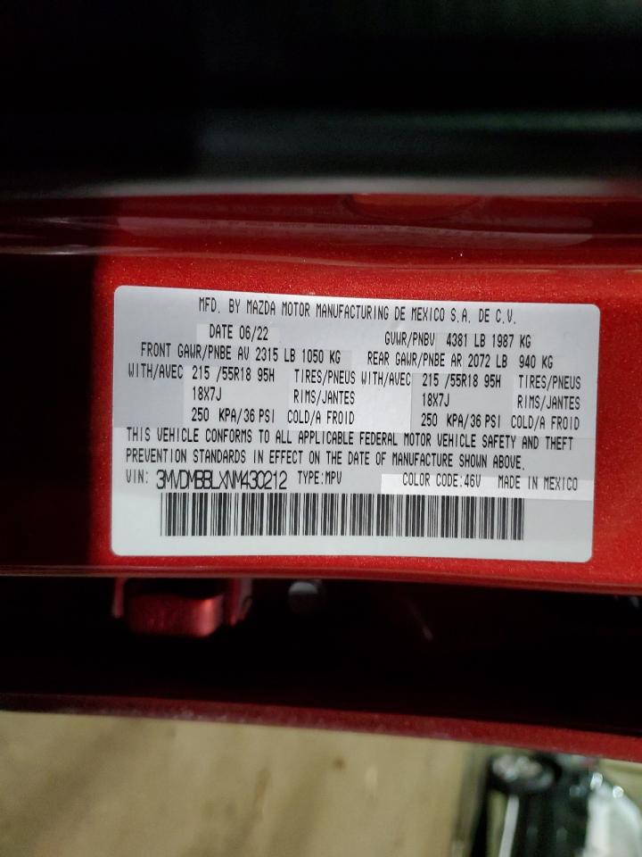2022 MAZDA CX-30 SELECT VIN:3MVDMBBLXNM430212