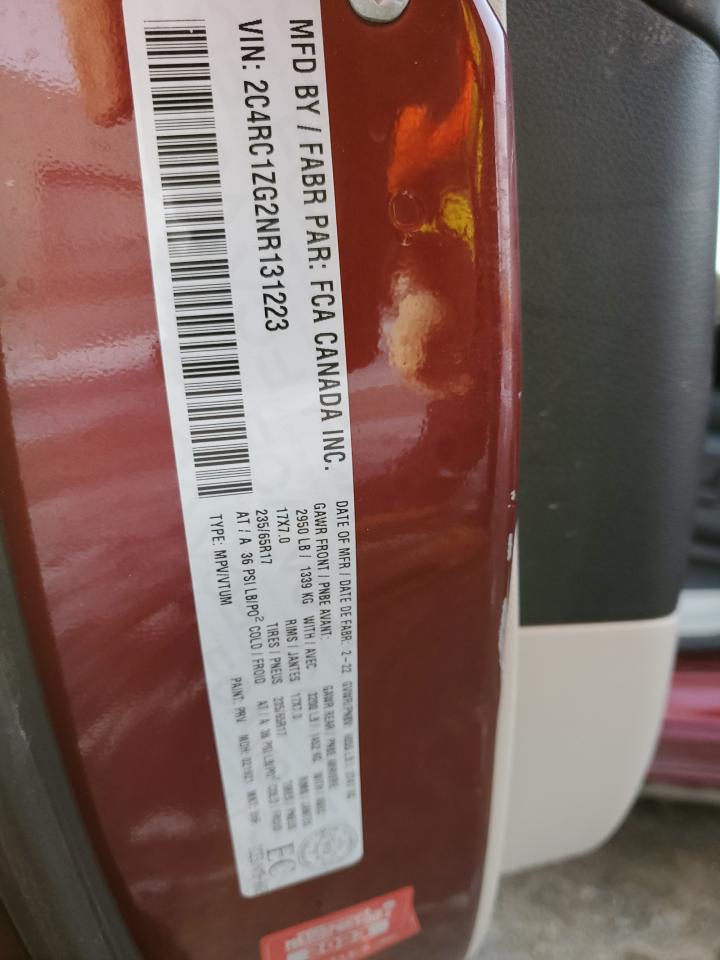 2022 CHRYSLER GRAND CARAVAN SXT VIN:2C4RC1ZG2NR131223