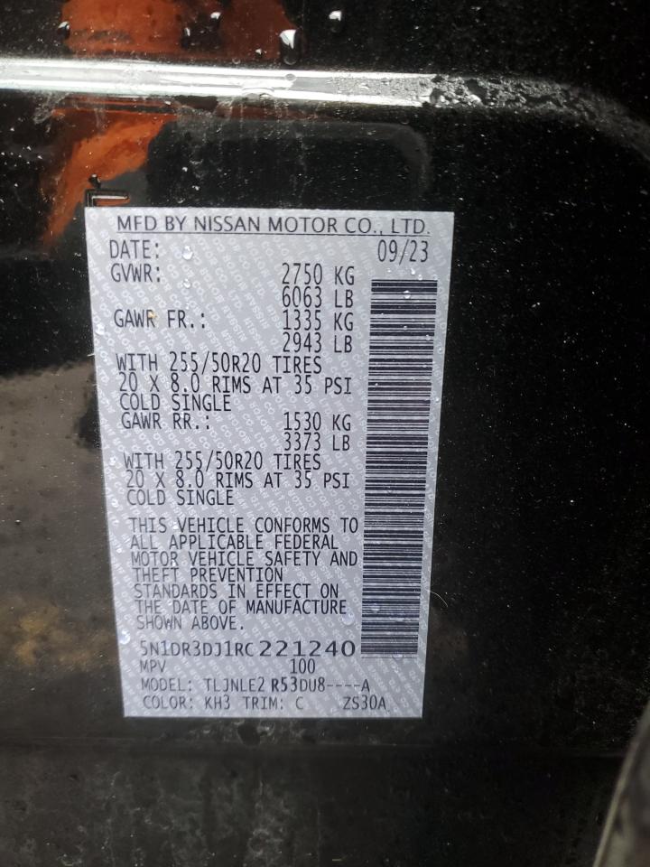 2024 NISSAN PATHFINDER PLATINUM VIN:5N1DR3DJ1RC221240
