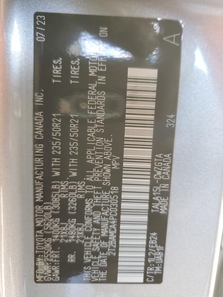 2023 LEXUS RX 350 BASE VIN:2T2BAMCA4PC030518