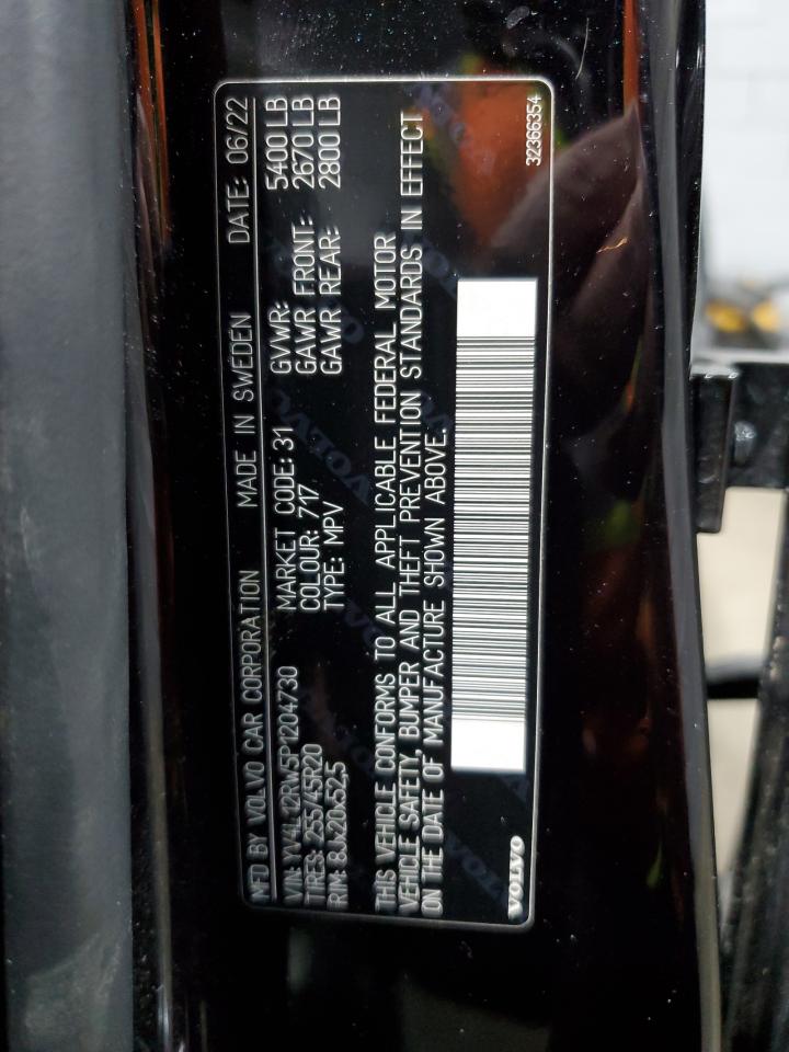 2023 VOLVO XC60 PLUS VIN:YV4L12RW5P1204730