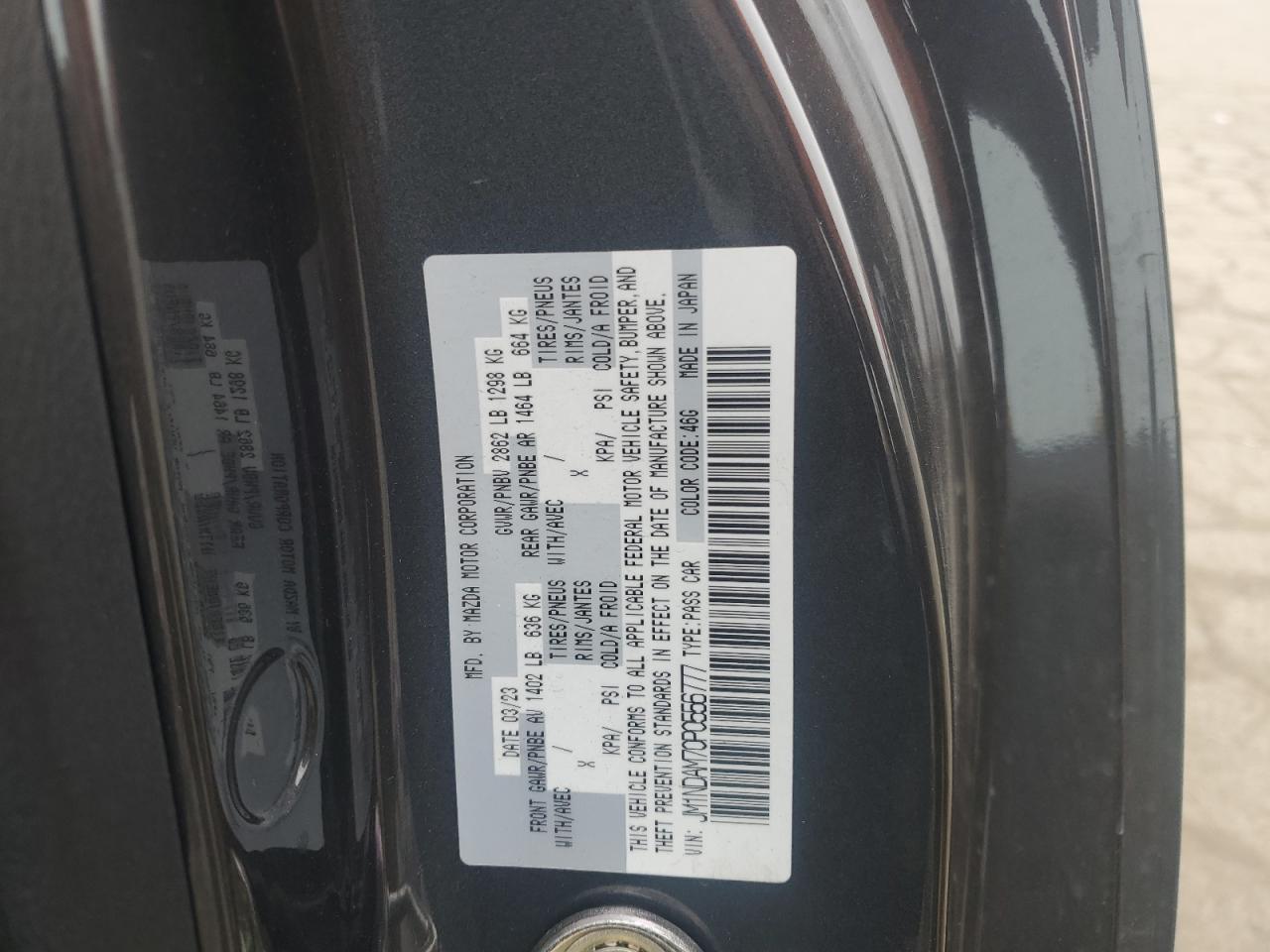 2023 MAZDA MX-5 MIATA GRAND TOURING VIN:JM1NDAM70P0556777