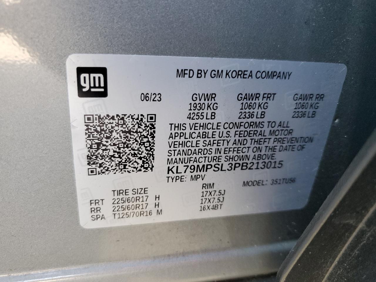 2023 CHEVROLET TRAILBLAZER LT VIN:KL79MPSL3PB213015