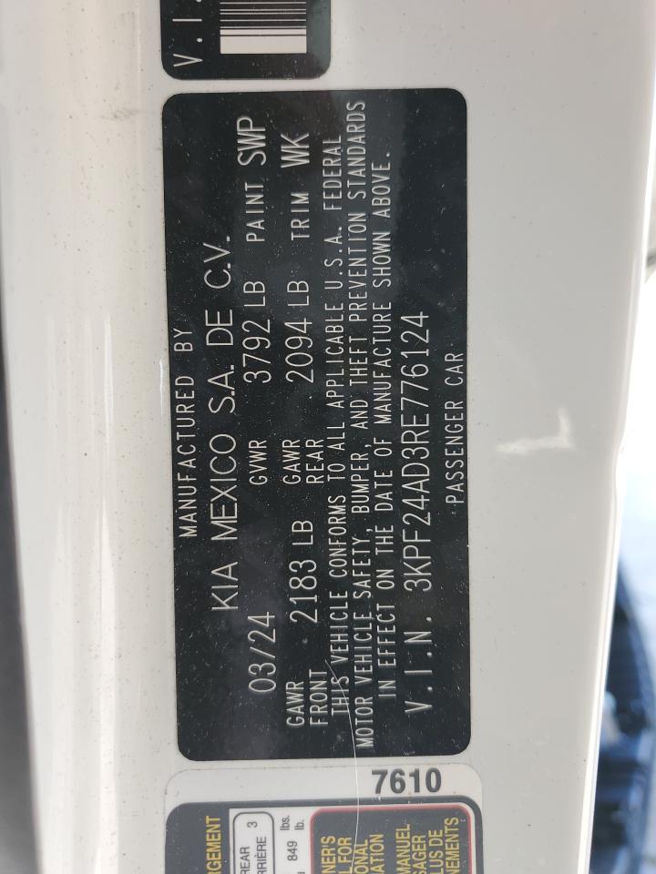 2024 KIA FORTE LX VIN:3KPF24AD3RE776124