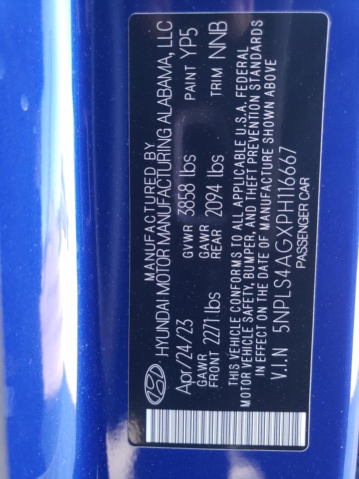 2023 HYUNDAI ELANTRA SEL VIN:5NPLS4AGXPH116667