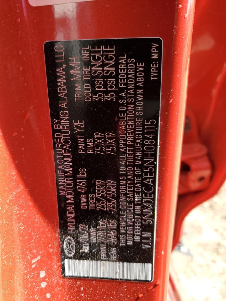 2022 HYUNDAI TUCSON LIMITED VIN:5NMJECAE5NH084115