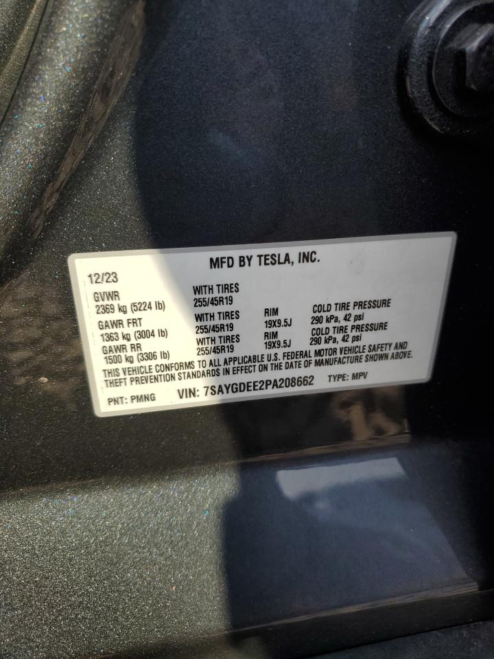 2023 TESLA MODEL Y VIN:7SAYGDEE2PA208662