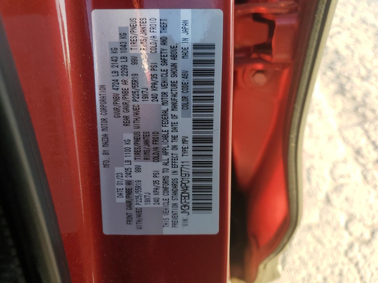 2023 MAZDA CX-5 PREMIUM VIN:JM3KFBDM4P0197711