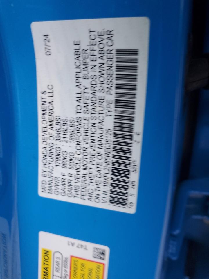 2024 HONDA CIVIC SPORT VIN:19XFL2H85RE038125