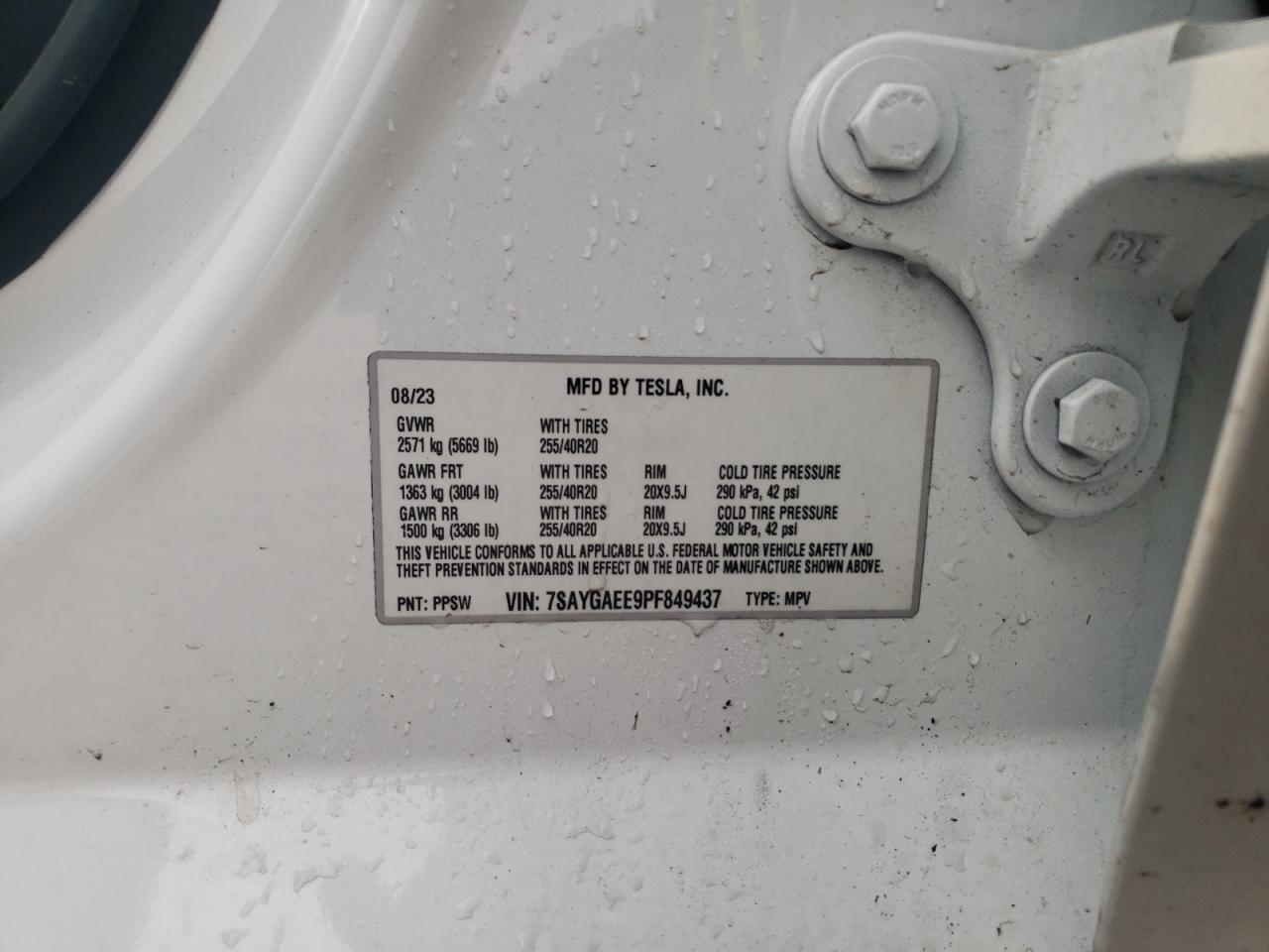 2023 TESLA MODEL Y VIN:7SAYGAEE9PF849437