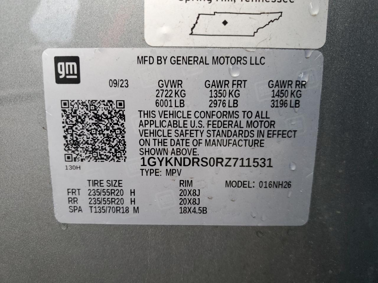 2024 CADILLAC XT5 PREMIUM LUXURY VIN:1GYKNDRS0RZ711531