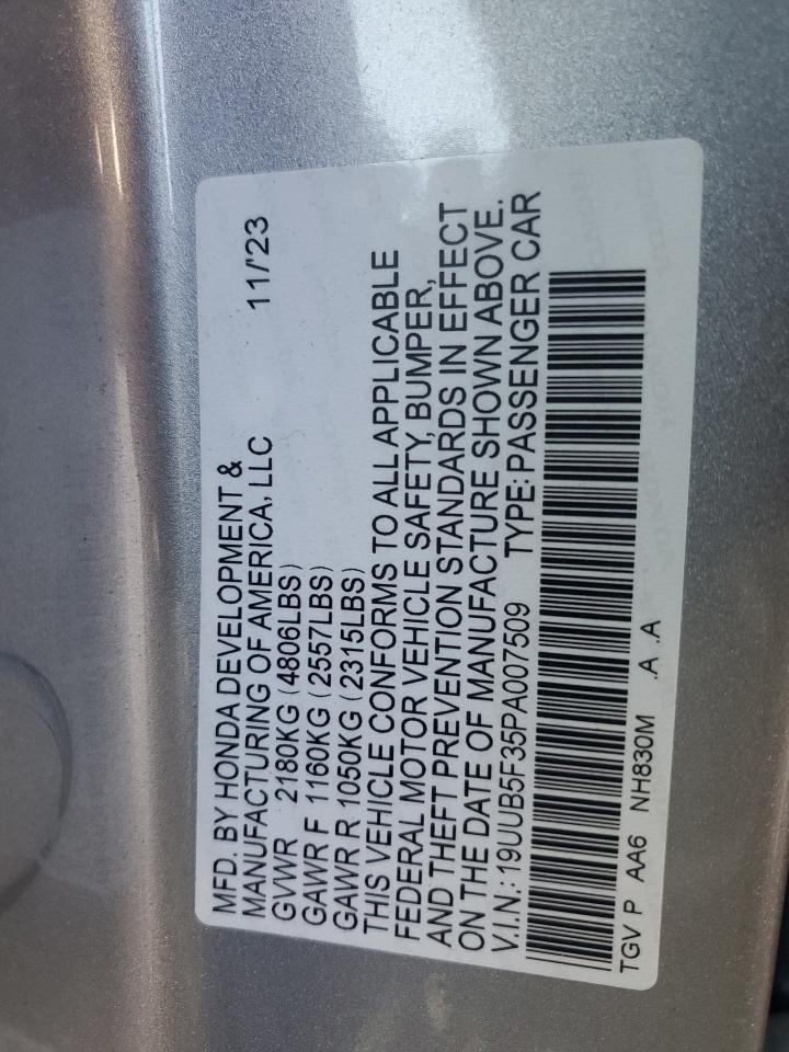 2023 ACURA TLX VIN:19UUB5F35PA007509