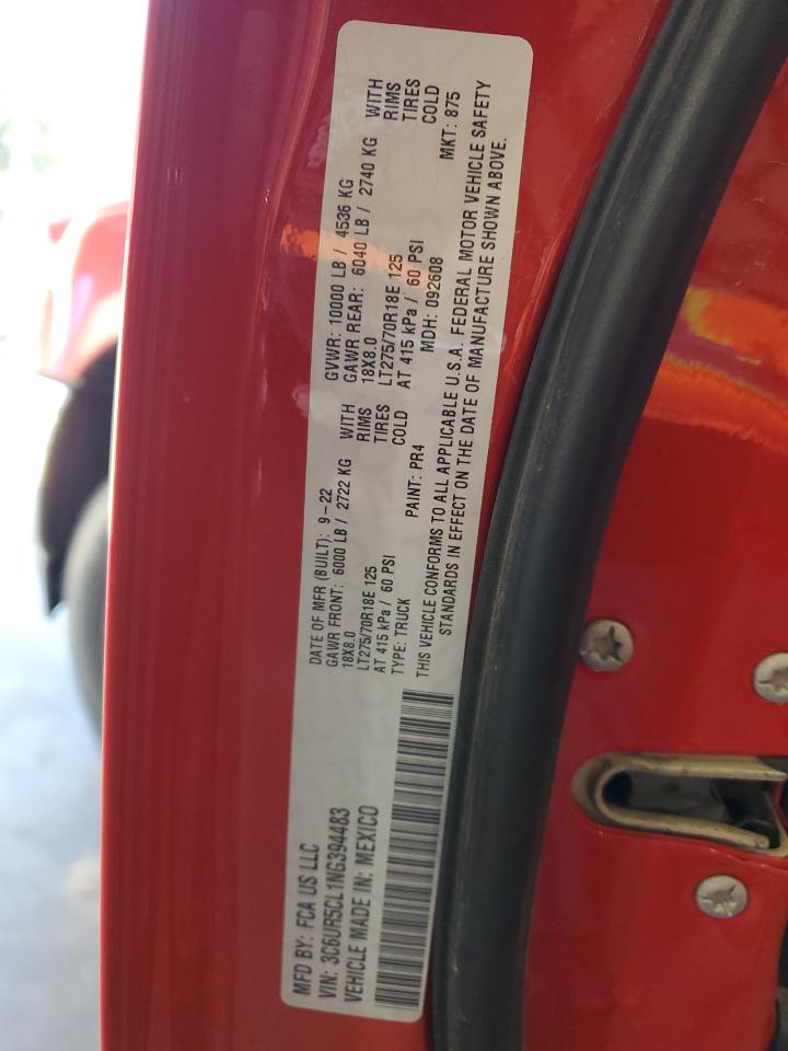 2022 RAM 2500 TRADESMAN VIN:3C6UR5CL1NG394483