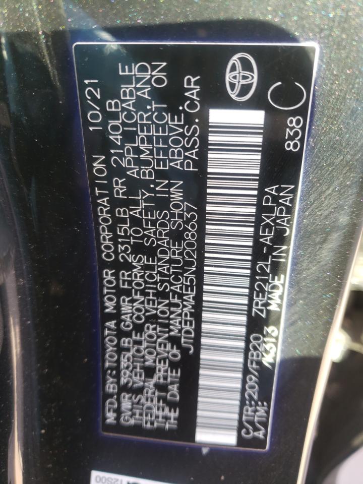 2022 TOYOTA COROLLA LE VIN:JTDEPMAE5NJ208637