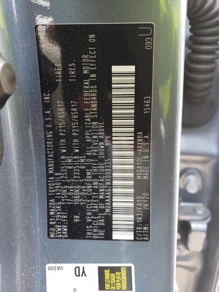 2022 TOYOTA COROLLA CROSS L VIN:7MUAAAAG7NV008335