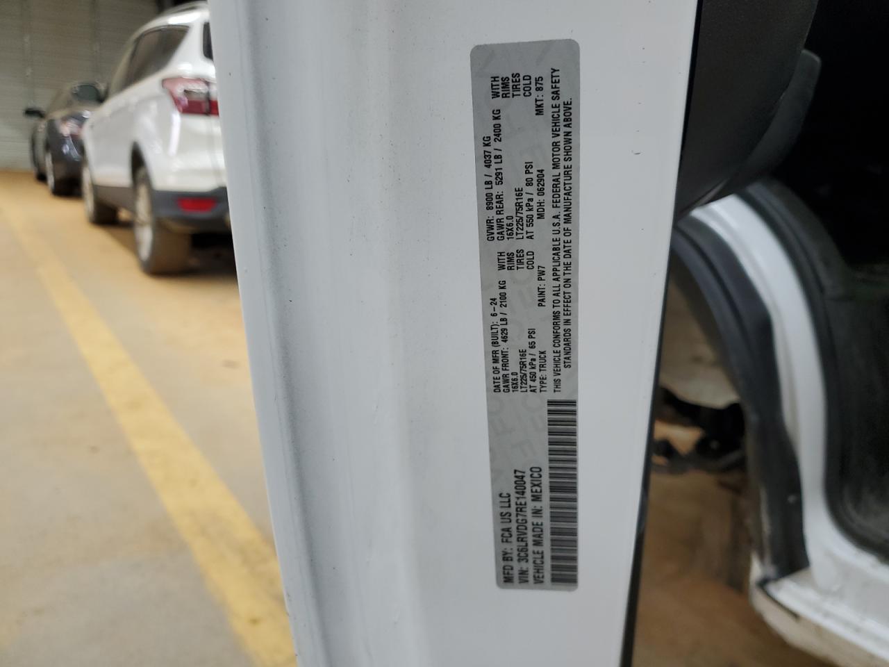 2024 RAM PROMASTER 2500 2500 HIGH VIN:3C6LRVDG7RE140047