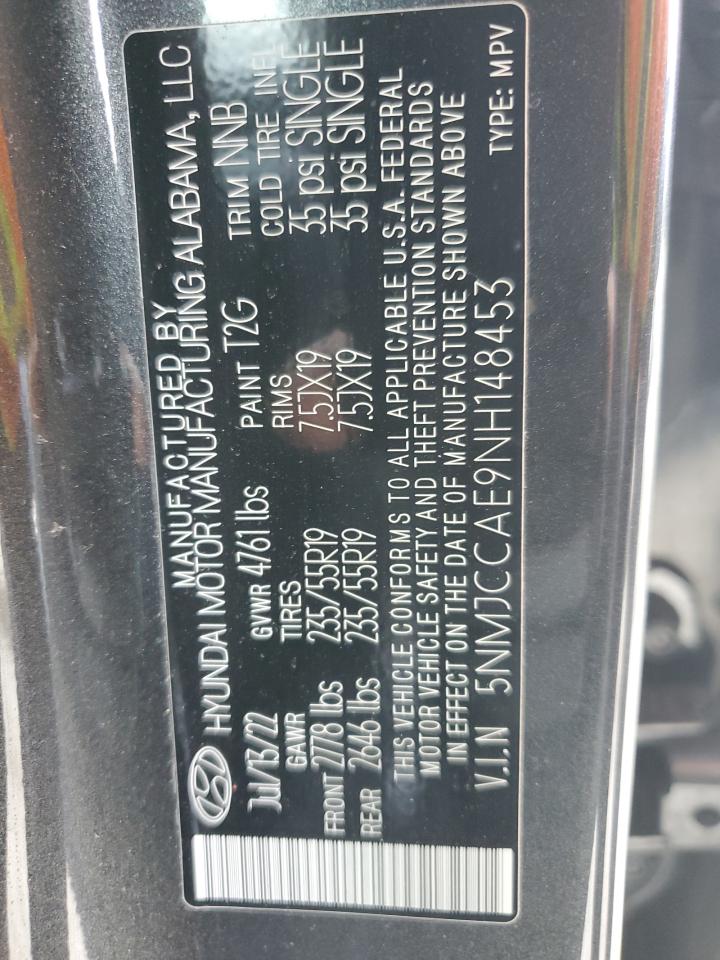 2022 HYUNDAI TUCSON SEL VIN:5NMJCCAE9NH148453