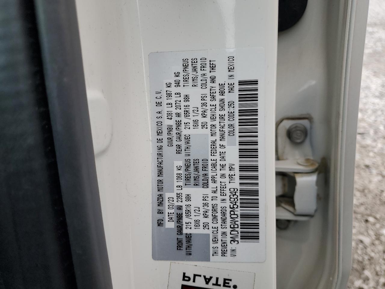2023 MAZDA CX-30 VIN:3MVDMBAM0PM549349