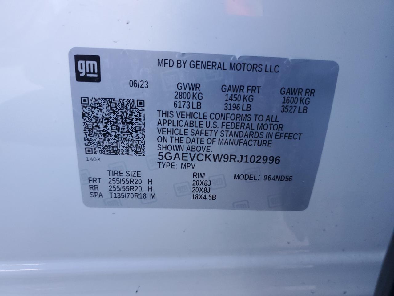 2024 BUICK ENCLAVE AVENIR VIN:5GAEVCKW9RJ102996