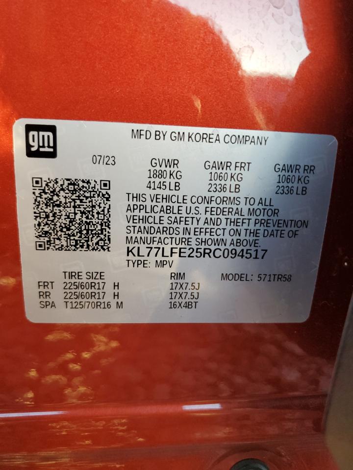 2024 CHEVROLET TRAX LS VIN:KL77LFE25RC094517