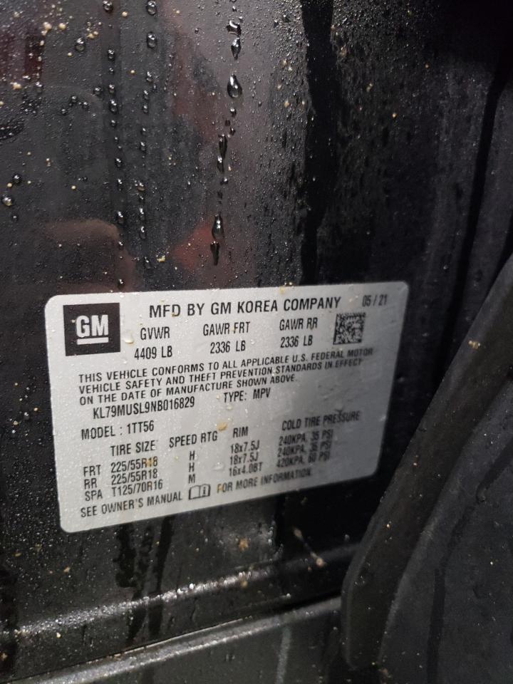 2022 CHEVROLET TRAILBLAZER RS VIN:KL79MUSL9NB016829