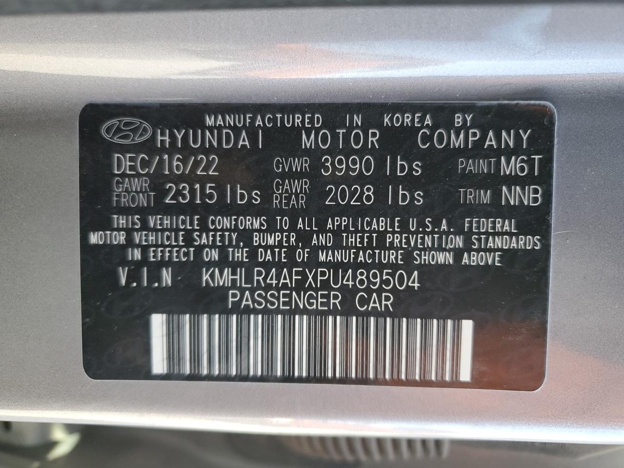 2023 HYUNDAI ELANTRA N LINE VIN:KMHLR4AFXPU489504