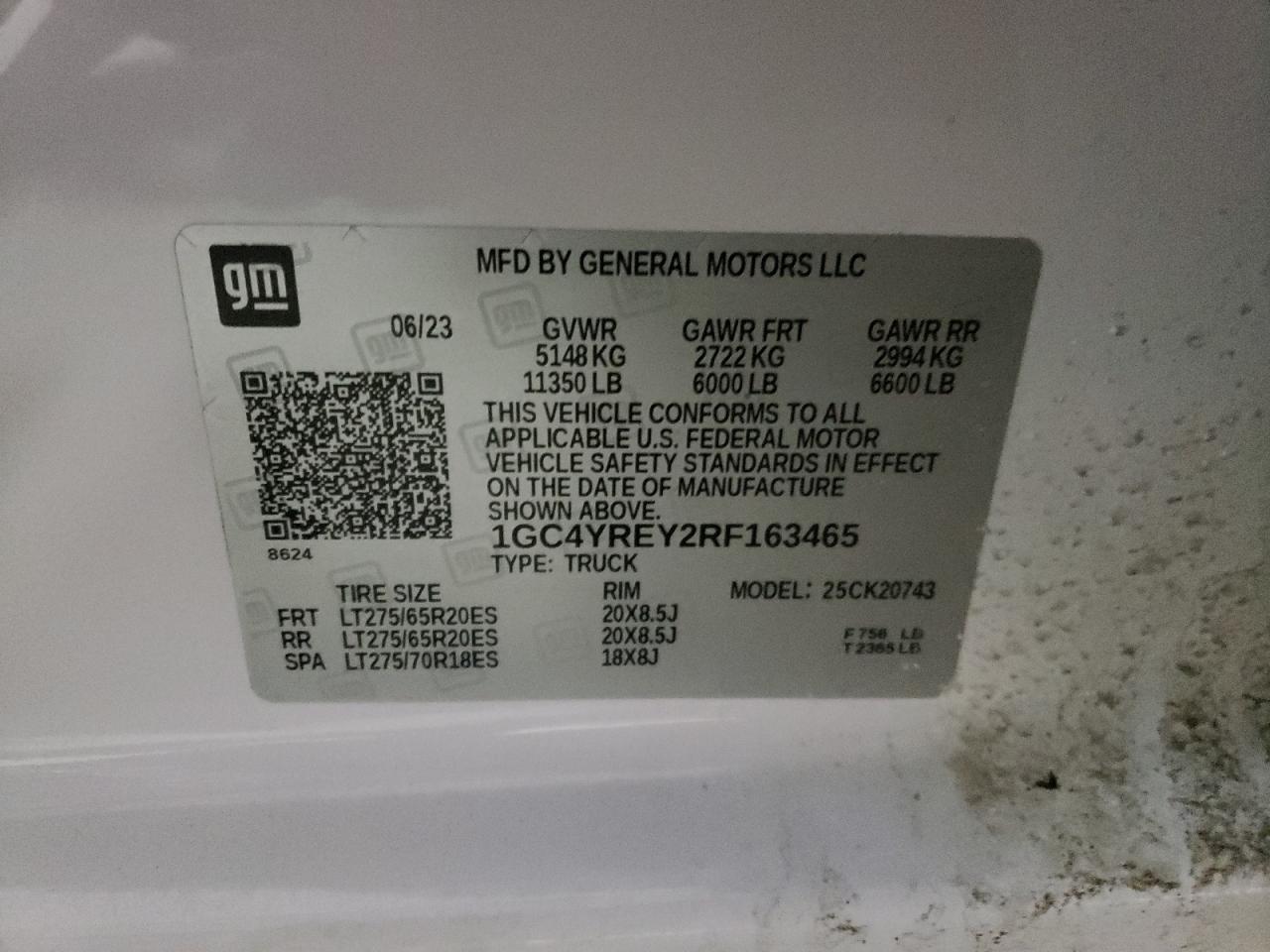 2024 CHEVROLET SILVERADO K2500 HIGH COUNTRY VIN:1GC4YREY2RF163465