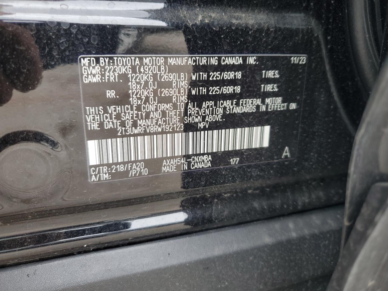 2024 TOYOTA RAV4 WOODLAND EDITION VIN:2T3UWRFV8RW192123