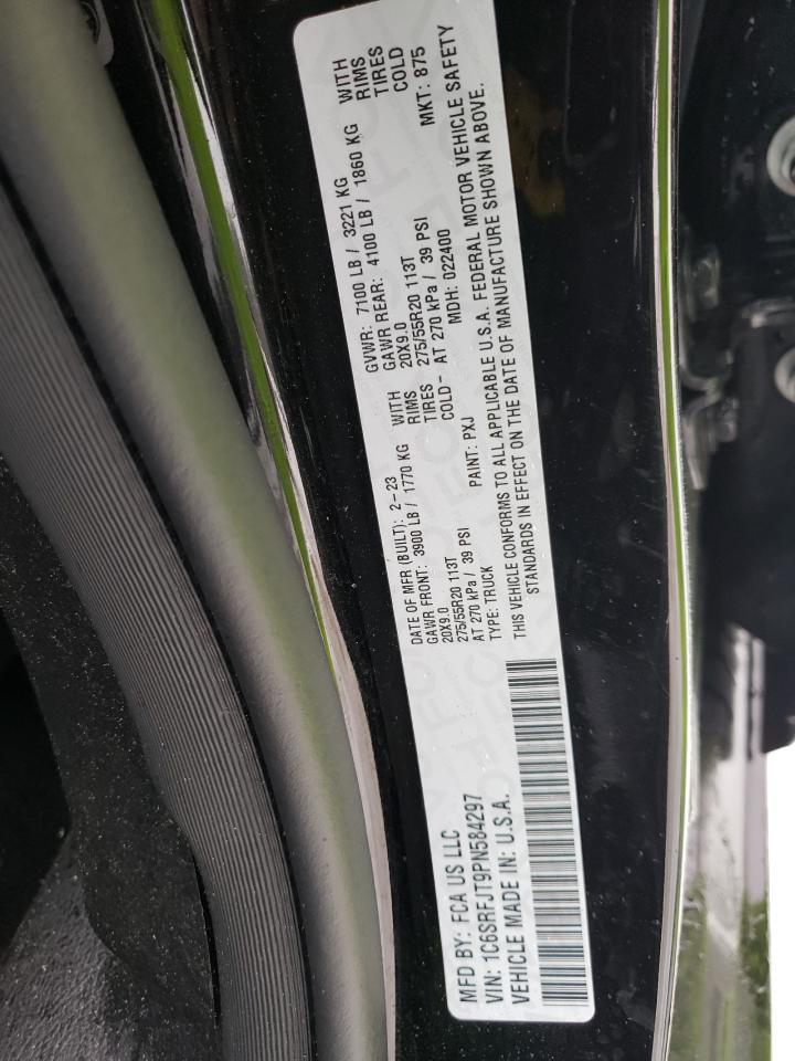 2023 RAM 1500 LARAMIE VIN:1C6SRFJT9PN584297