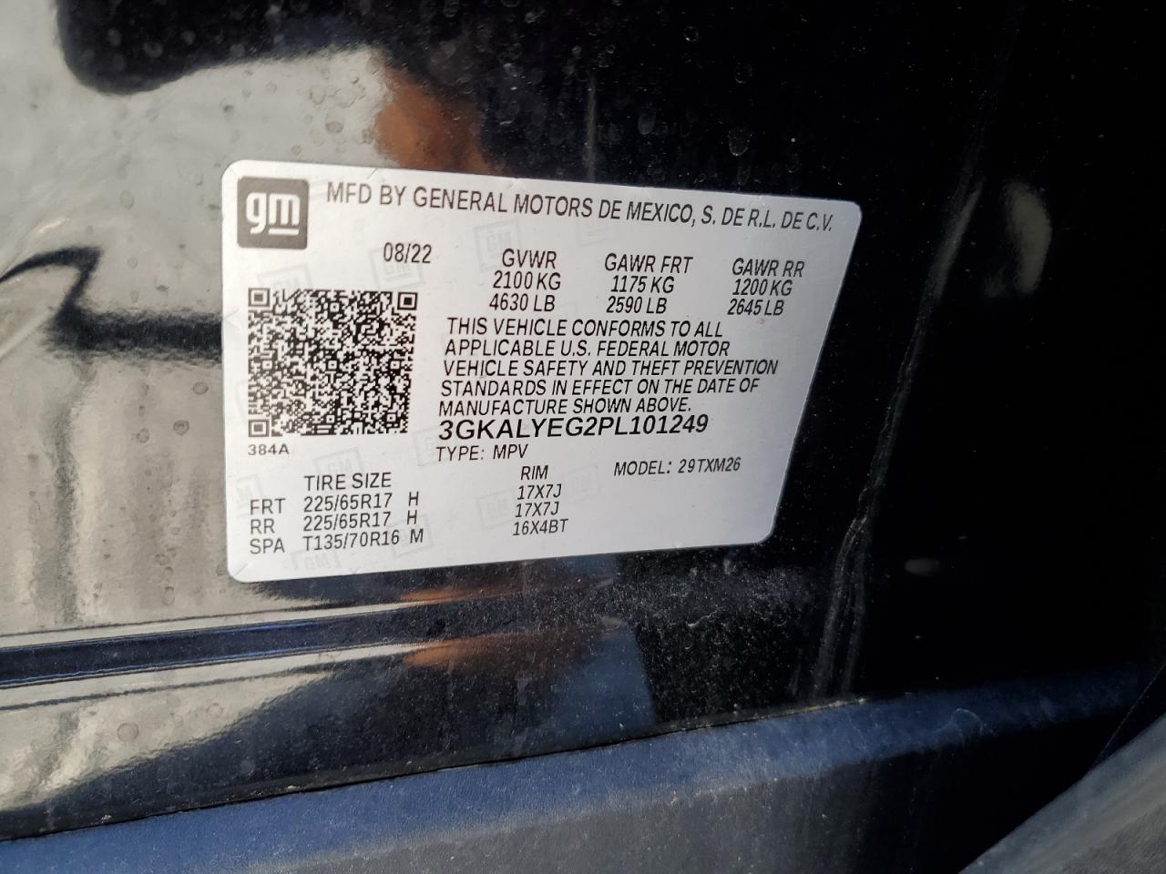 2023 GMC TERRAIN AT4 VIN:3GKALYEG2PL101249