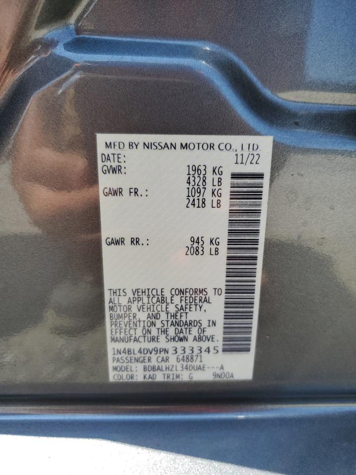 2023 NISSAN ALTIMA SV VIN:1N4BL4DV9PN333345