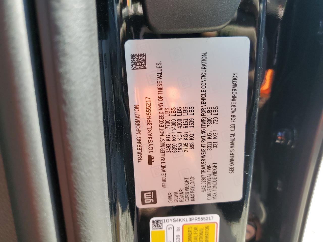 2023 CADILLAC ESCALADE ESV PREMIUM LUXURY VIN:1GYS4KKL3PR555217