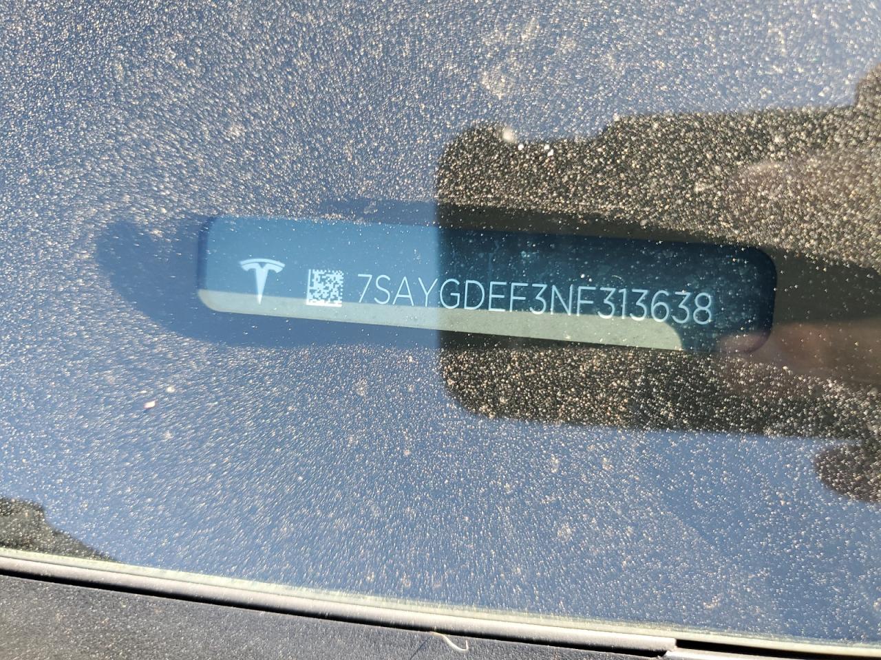 2022 TESLA MODEL Y VIN:7SAYGDEF3NF313638