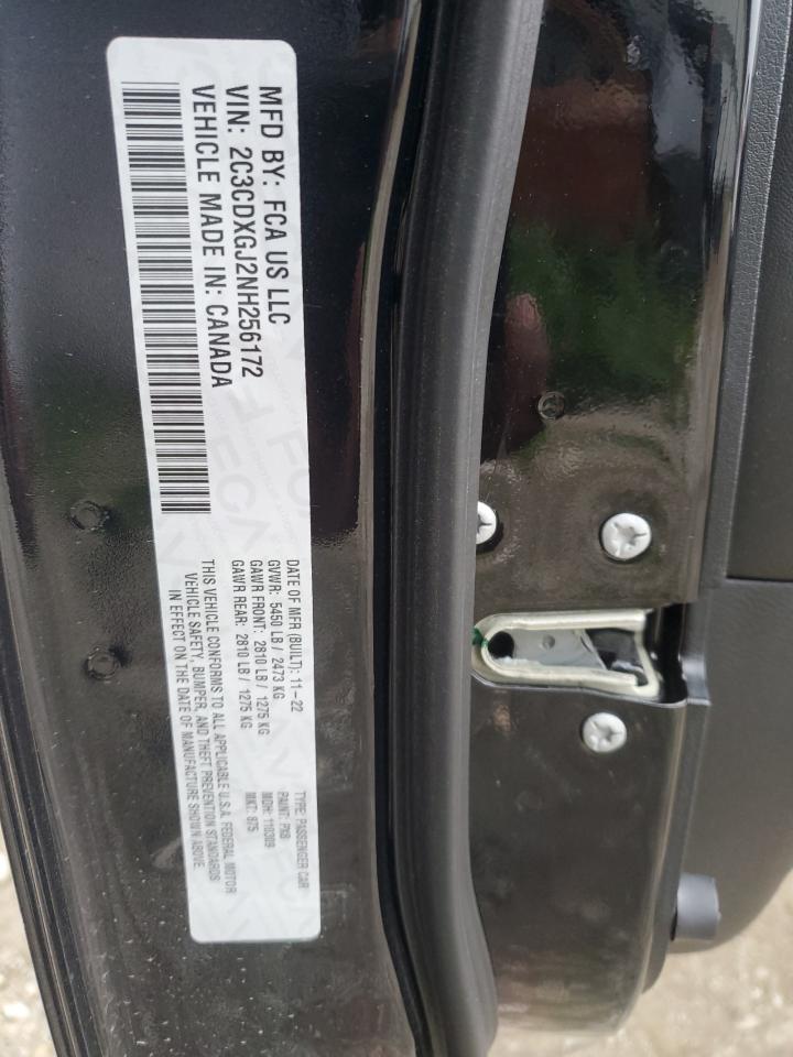 2022 DODGE CHARGER SCAT PACK VIN:2C3CDXGJ2NH256172