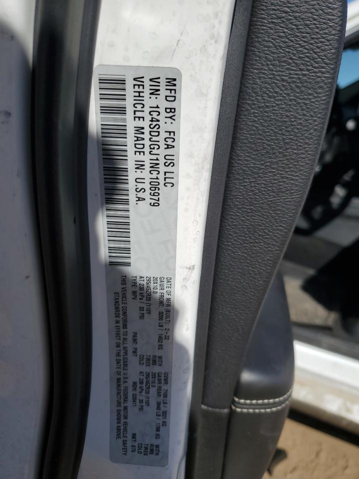 2022 DODGE DURANGO SRT 392 VIN:1C4SDJGJ1NC106979