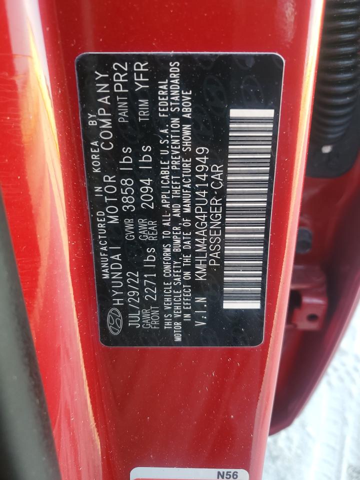 2023 HYUNDAI ELANTRA SEL VIN:KMHLM4AG4PU414949