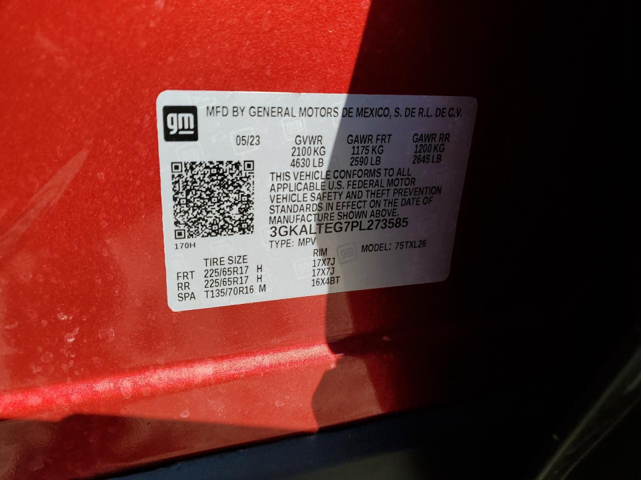 2023 GMC TERRAIN SLE VIN:3GKALTEG7PL273585