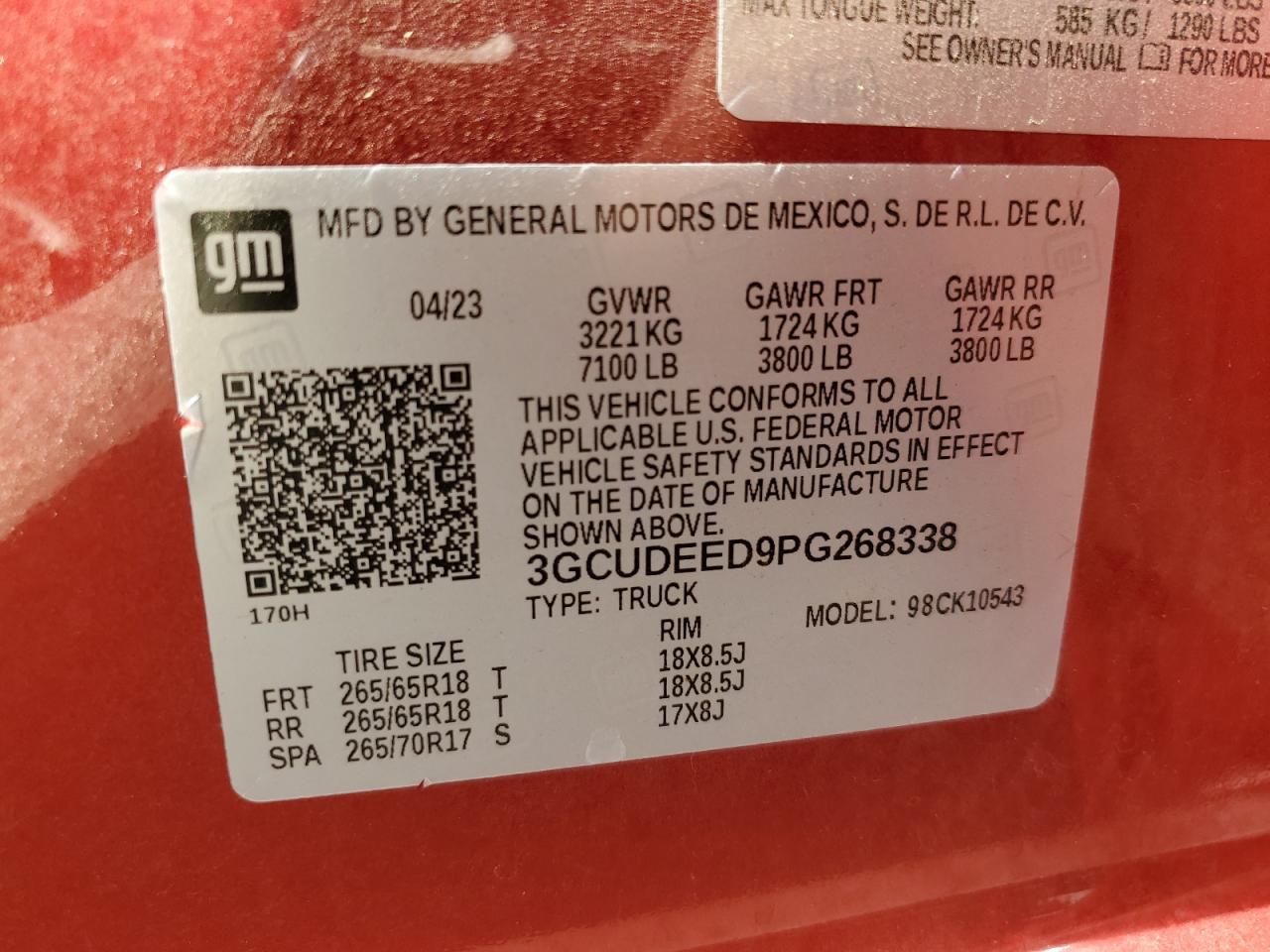 2023 CHEVROLET SILVERADO K1500 RST VIN:3GCUDEED9PG268338