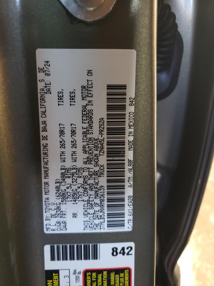 2024 TOYOTA TACOMA DOUBLE CAB VIN:3TMLB5JNXRM036139