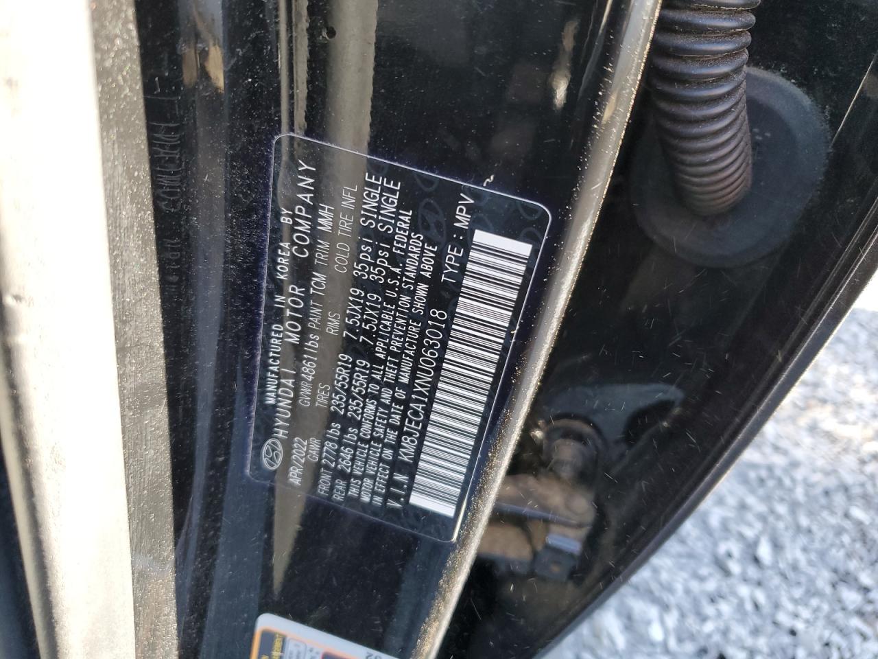 2022 HYUNDAI TUCSON LIMITED VIN:KM8JECA1XNU063018