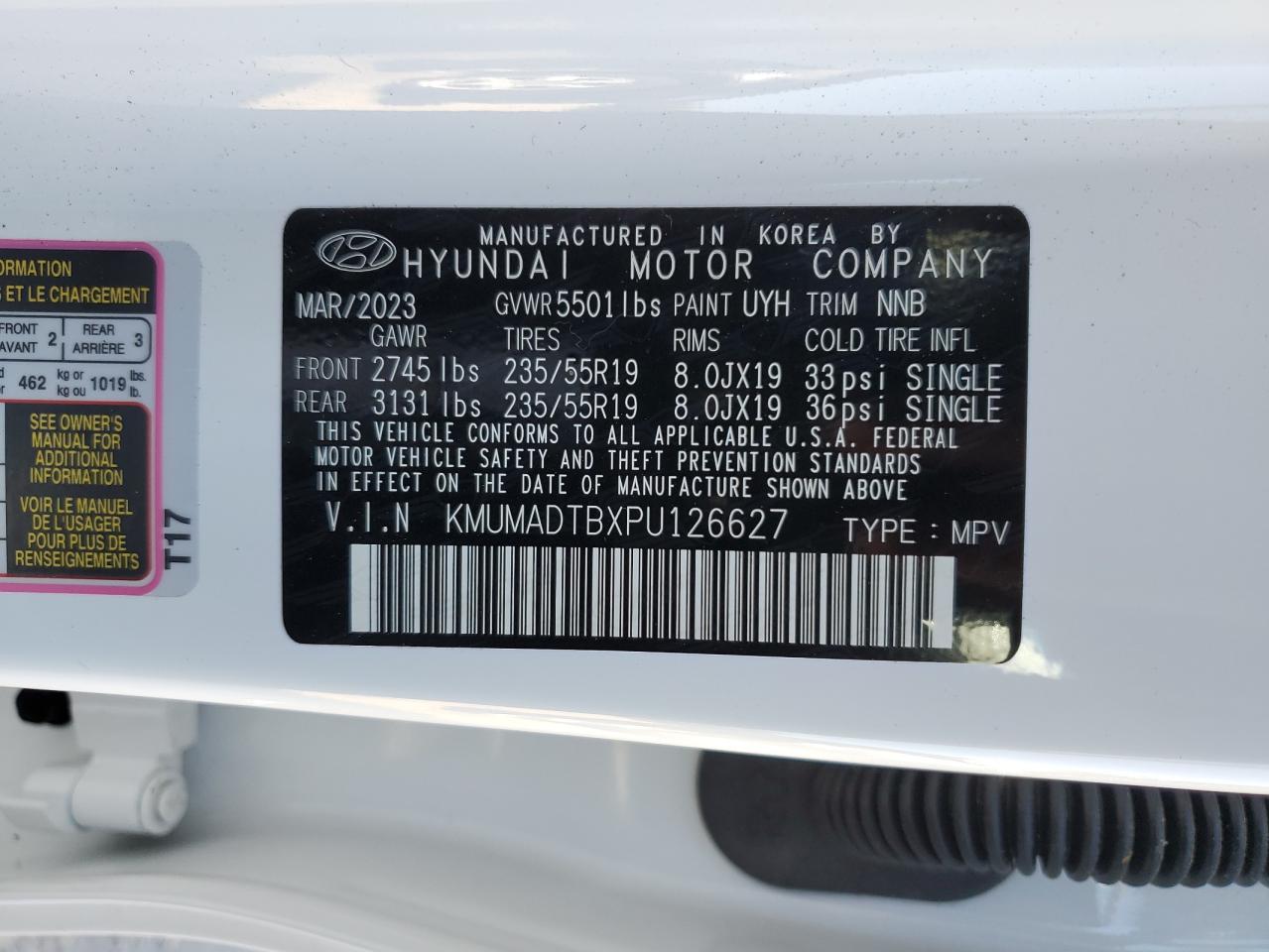 2023 GENESIS GV70 BASE VIN:KMUMADTBXPU126627