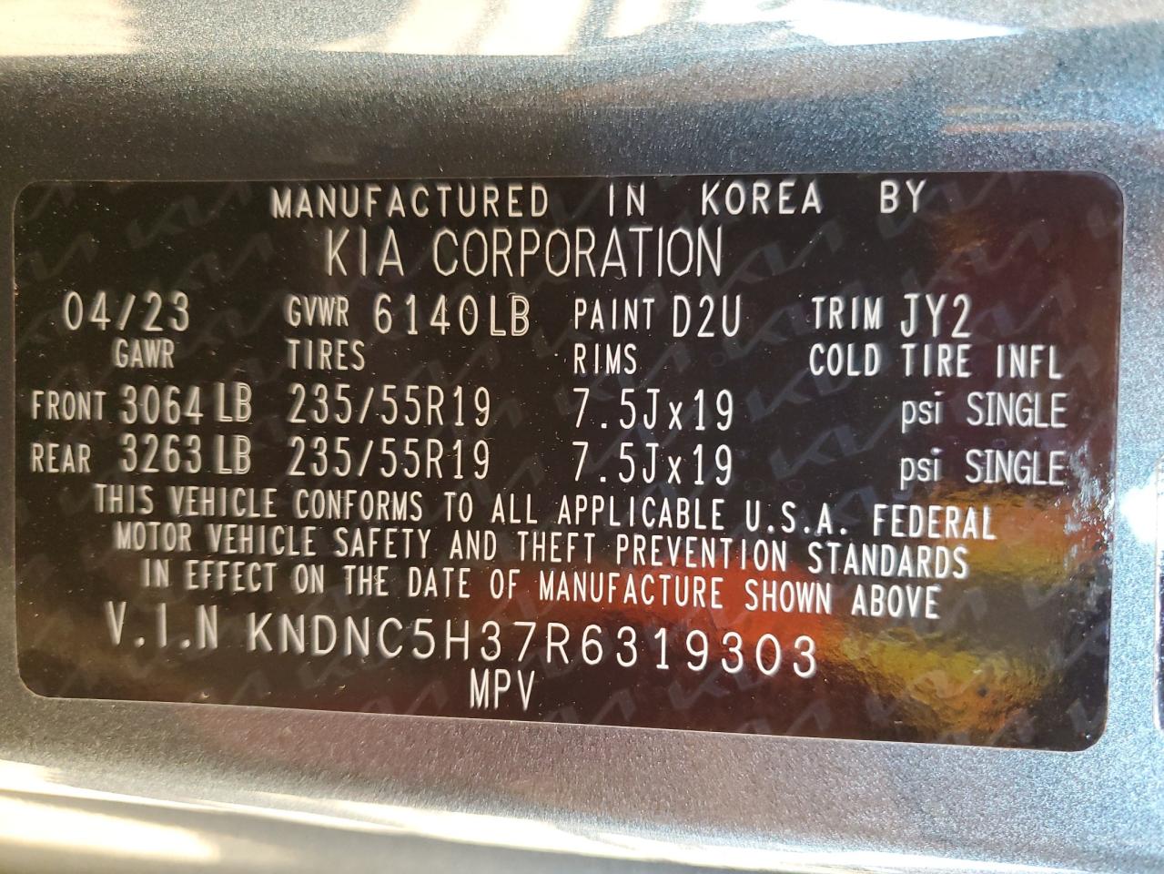 2024 KIA CARNIVAL EX VIN:KNDNC5H37R6319303