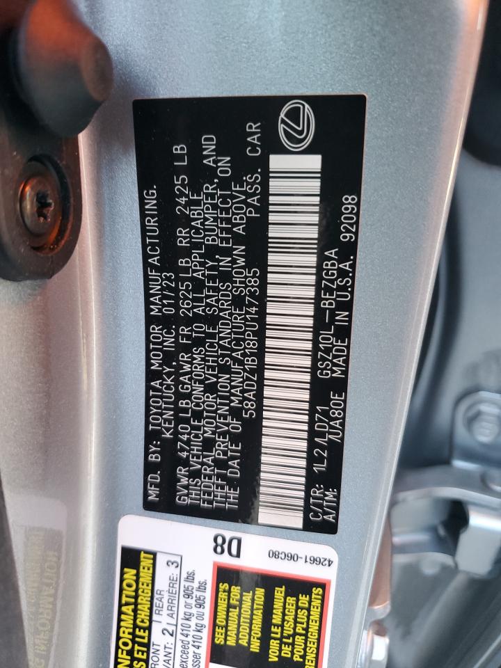 2023 LEXUS ES 350 BASE VIN:58ADZ1B18PU147385