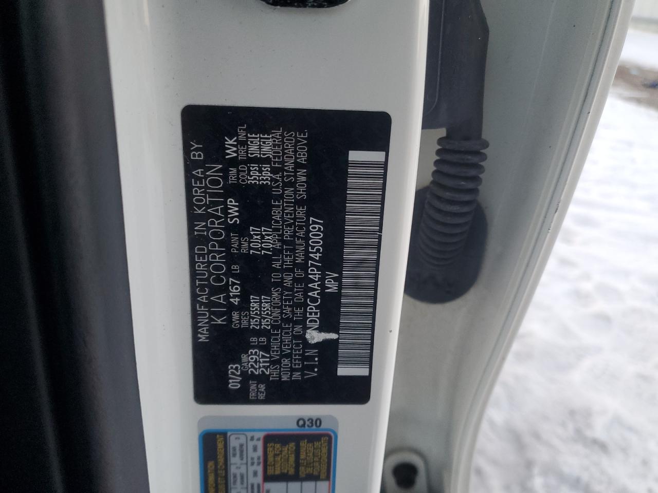 2023 KIA SELTOS LX VIN:KNDEPCAA4P7450097