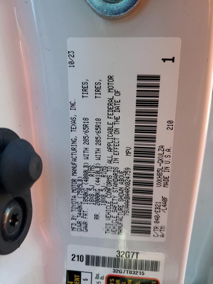 2024 TOYOTA SEQUOIA SR5 VIN:7SVAAABA4RX024759