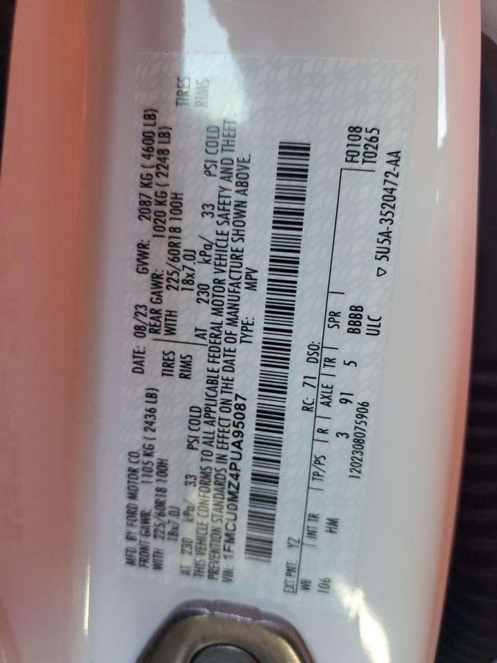 2023 FORD ESCAPE ST LINE VIN:1FMCU0MZ4PUA95087