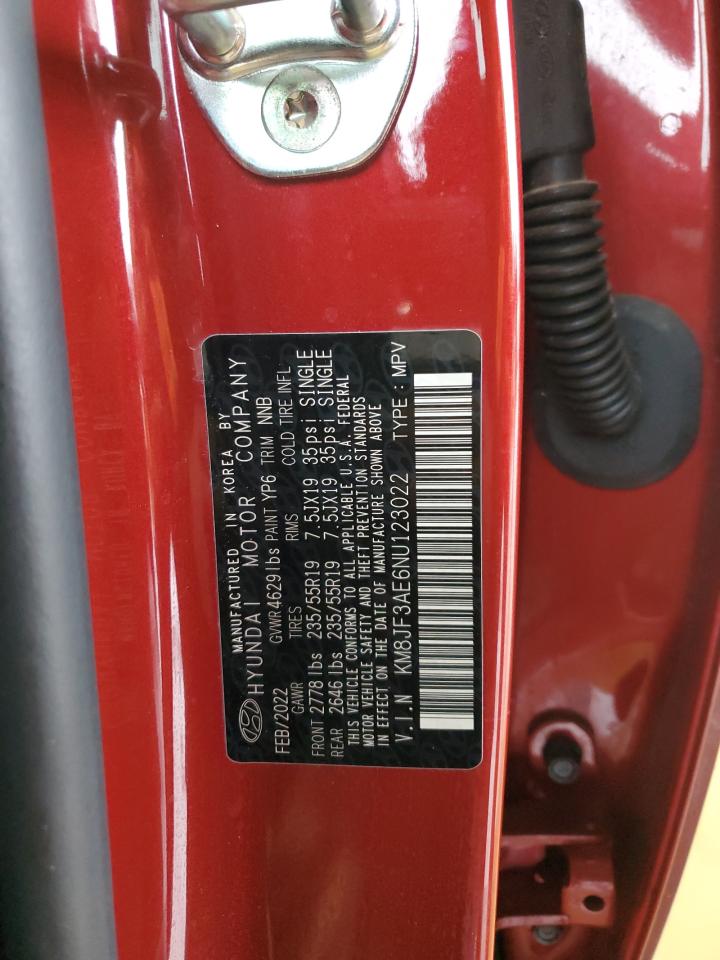 2022 HYUNDAI TUCSON N LINE VIN:KM8JF3AE6NU123022